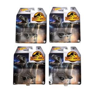 Hot Wheels Character Cars Jurassic World Velociraptor Beta Diecast Lot of 4
